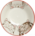Ceramiczna japońska miseczka z motywem 3 kotków 15 x 7 cm czerwona