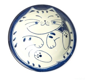 Ceramiczna japońska miseczka z motywem kotka 15 x 7 cm