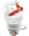 Kubek do herbaty z filtrem, porcelanowy Żurawie biały 300ml - Royal Tea