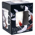 Kubek do herbaty z filtrem, porcelanowy Żurawie biały 300ml - Royal Tea