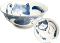 Ceramiczna japońska miska do ramenu z motywem kotka szczęścia