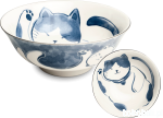 Ceramiczna japońska miska do ramenu z motywem kotka szczęścia 