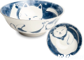 Ceramiczna japońska miska do ramenu z motywem kotka szczęścia