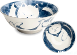Ceramiczna japońska miska do ramenu z motywem kotka szczęścia 