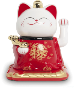 Kotek szczęścia Maneki Neko z berłem Ruyi na pomyślność