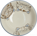 Ceramiczna japońska miska z motywem 3 kotków 20,5  x 8 cm niebieska