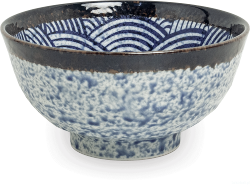 Ceramiczna japońska miska z motywem fali - Seigaiha - do udonu