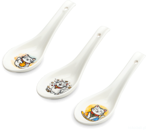Ceramiczna łyżka do ramenu z motywem Maneki Neko