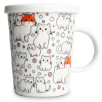 Kubek do herbaty z filtrem, porcelanowy Kotki 300ml - Royal Tea 