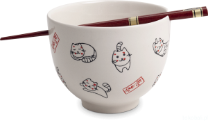 Ceramiczna miseczka na makaron soba - szczęśliwe kotki