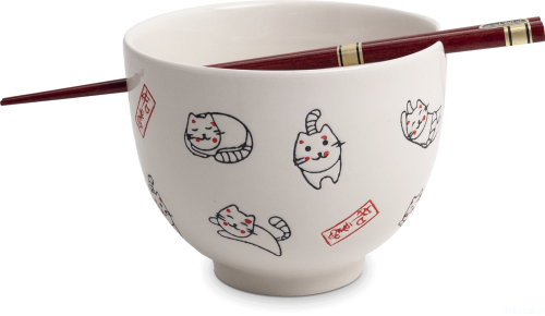 Ceramiczna miseczka na makaron soba - szczęśliwe kotki