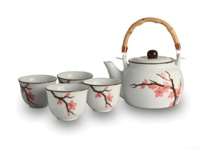 Ceramiczny zestaw do herbaty - kwiat Sakury