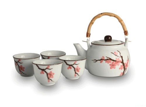 Ceramiczny zestaw do herbaty - kwiat Sakury