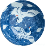 Ceramiczna japońska miska do ramenu z motywem żurawia
