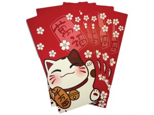 Czerwone koperty na pieniądze z Maneki Neko