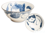 Ceramiczna japońska miseczka Neko Nishiki 15 x 7 cm  biało-niebieska