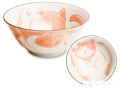 Ceramiczna japońska miseczka Neko Nishiki 15 x 7 cm biało-różowa