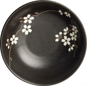 Ceramiczna japońska miska do ramenu Anemone black 19,5 cm