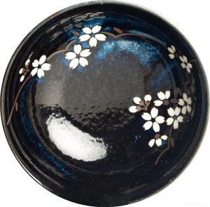 Ceramiczna japońska miska do ramenu Anemone blue 19,0 cm