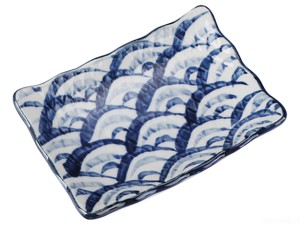 Ceramiczny talerzyk do mini porcji / sosjerka z motywem fali