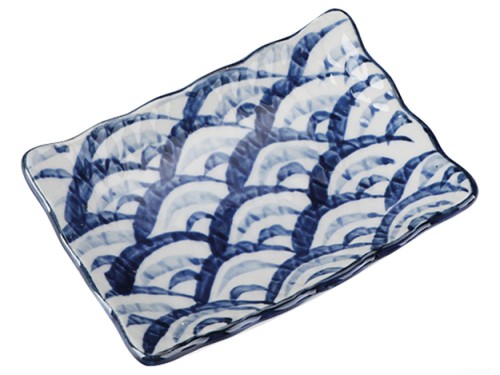 Ceramiczny talerzyk do mini porcji / sosjerka z motywem fali