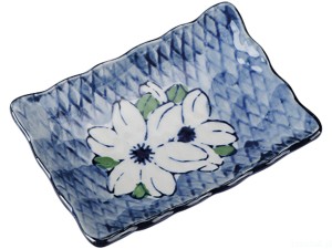 Ceramiczny talerzyk do mini porcji / sosjerka z motywem kwiatowym