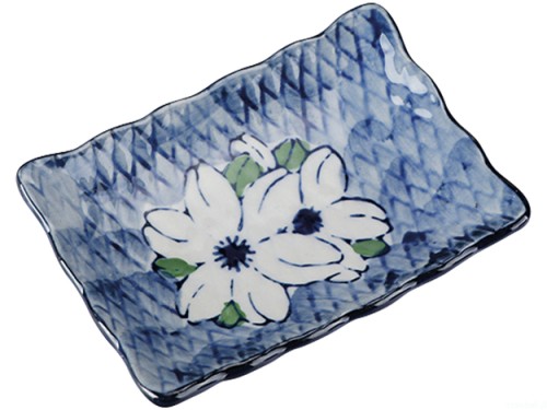 Ceramiczny talerzyk do mini porcji / sosjerka z motywem kwiatowym