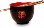 Ceramiczna miseczka do makaronu Soba – Podwójne Szczęście (Czarno-Czerwona)