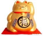 Duża ceramiczna skarbonka kotek szczęścia Maneki Neko złoty