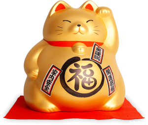 Duża ceramiczna skarbonka kotek szczęścia Maneki Neko złoty