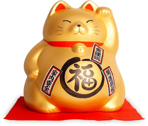 Duża ceramiczna skarbonka kotek szczęścia Maneki Neko złoty