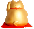 Duża ceramiczna skarbonka kotek szczęścia Maneki Neko złoty