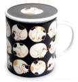 Kubek z filtrem do herbaty i pokrywką Tricolor Cats - Jewel Japan