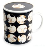 Kubek z filtrem do herbaty i pokrywką Tricolor Cats - Jewel Japan