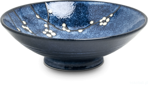 Ceramiczna japońska patera z kwiatem wiśni Sakura Hana Blue  24,5 cm 