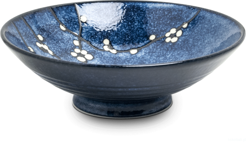 Ceramiczna japońska patera z kwiatem wiśni Sakura Hana Blue 24,5 cm