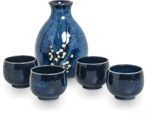 Zestaw do sake z kwiatem wiśni Sakura Hana Blue