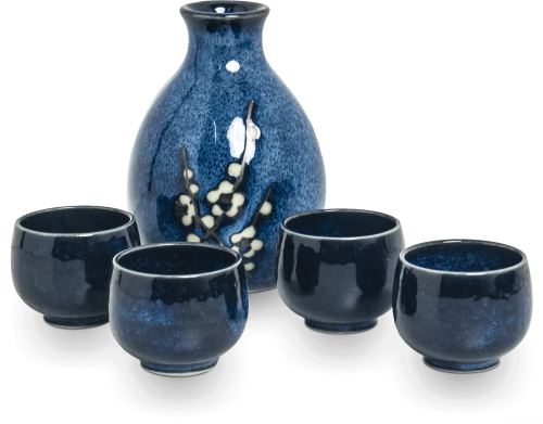 Zestaw do sake z kwiatem wiśni Sakura Hana Blue