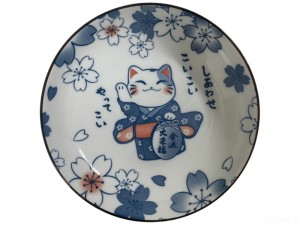 Talerz ceramiczny Lucky Cat niebieski 17 cm