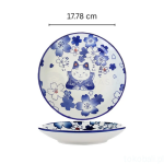 Talerz ceramiczny Lucky Cat kobaltowy17 cm