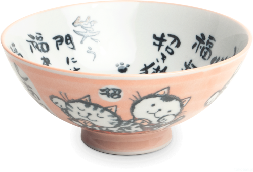 Ceramiczna japońska miseczka różowa Maneki Neko 14 x 6,5 cm