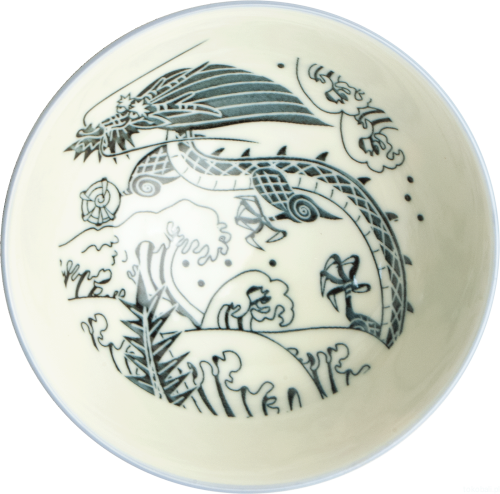 Ceramiczna japońska miseczka ze smokiem 14 x 6,5 cm
