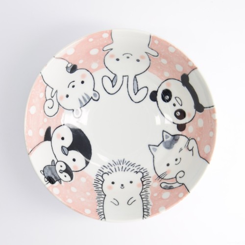 Japońska Miska do ramenu Animals różowa 21 cm