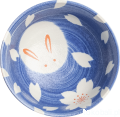 Ceramiczna japońska miska do udon Bunny niebieska