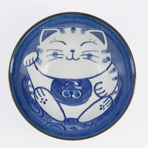 Ceramiczna japońska miseczka z motywem Maneki Neko 19 cm