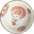 Japońska miseczka z motywem kotka Maneki Neko 15 cm pomarańczowa