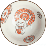 Japońska miseczka z motywem kotka Maneki Neko 15 cm pomarańczowa