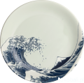 Talerz płytki z motywem wielkiej fali Hokusai 25 cm biały