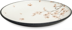Talerz płytki z motywem liści klonu MAPLE 25,5 cm biały