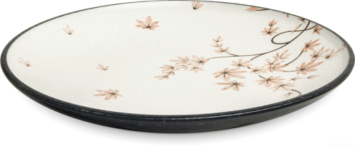 Talerz płytki z motywem liści klonu MAPLE 25,5 cm biały
